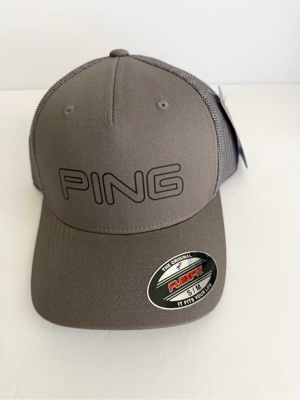 PING Men's Taupe Gray Mesh Back Flexfit Hat
